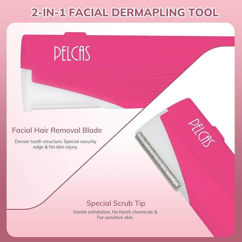 PELCAS Electric Dermaplaning Tool for Face with LED Light, Mini Dermaplaning Razor Kit for Women with 6 Replace Blades 3 Speeds Facial Peach Fuzz Exfoliation & Hair Removal At Home BV18-712 Rose Pink - Image 4
